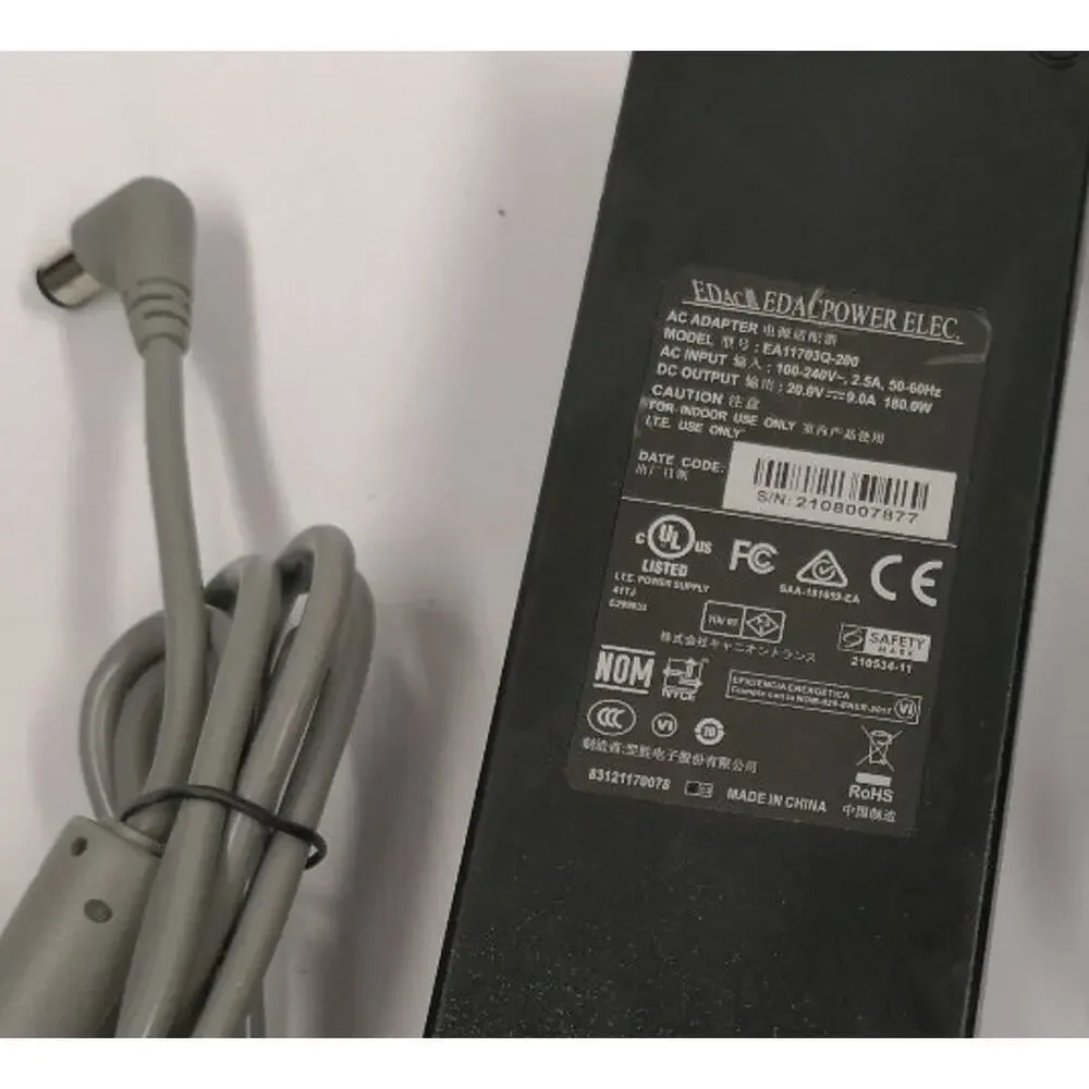20V 9A (180W) AC Adapter Power Supply. Round Barrel Tip 7mm diameter. Charger PC